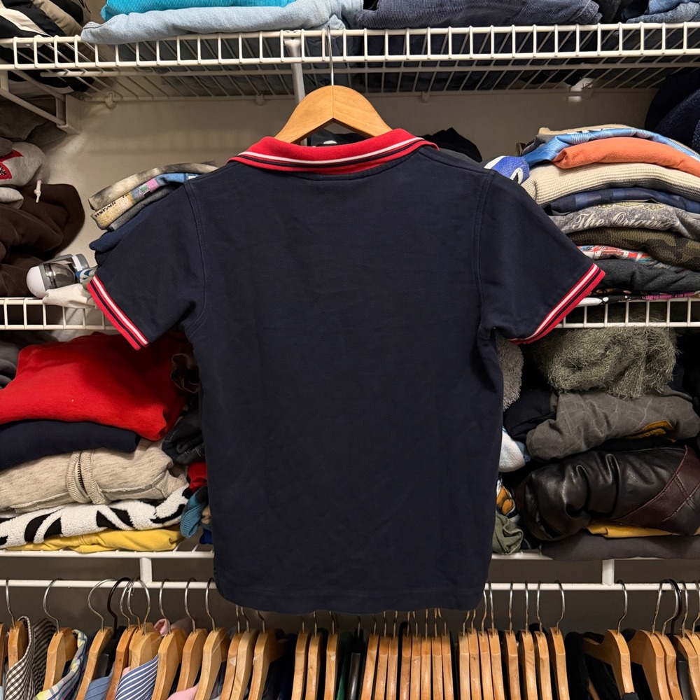 Psycho Bunny Polo Boys Size M 10/12 Navy Blue Red Contrast Collar Pique Shirt - Picture 4 of 5